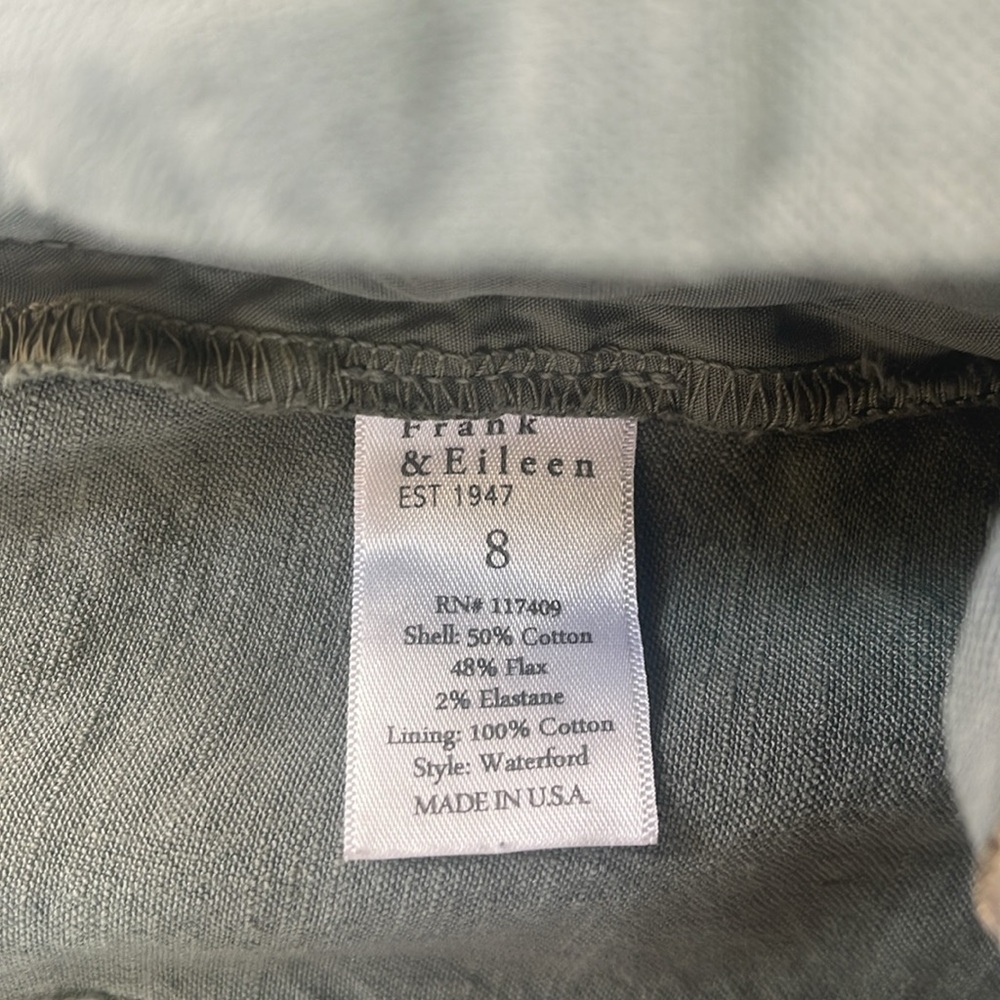 NWOT Frank and Eileen Waterford 4.5” Linen Shorts - Olive Green - Picture 14 of 15